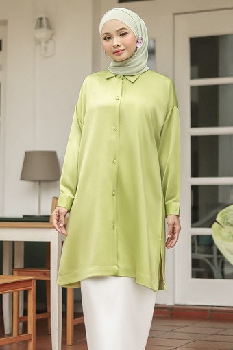 TANYA LONG SHIRT IN LIME GREEN